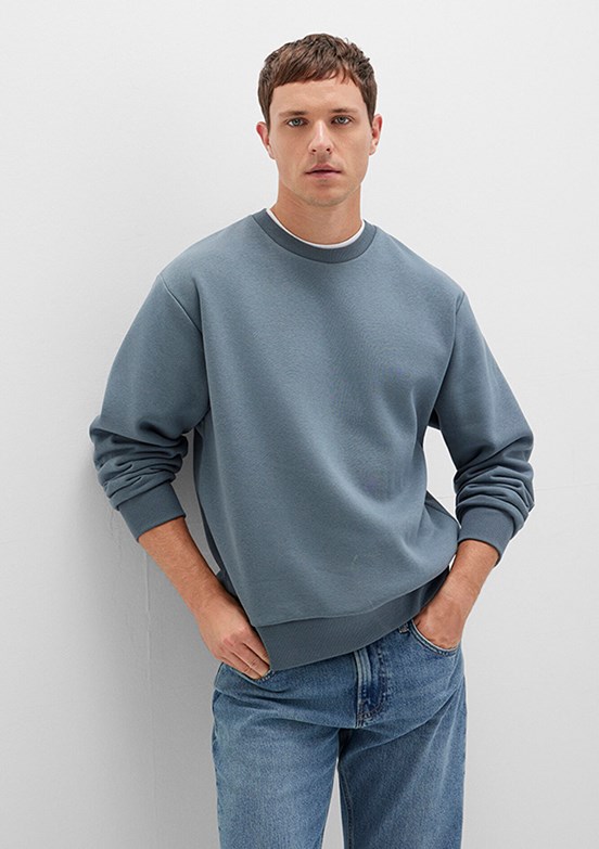 MAVİ - M0S10276-80889 Erkek Gri Bisiklet Yaka Sweatshirt