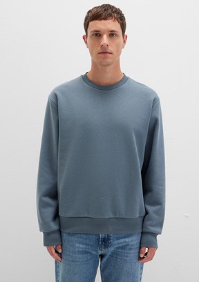 MAVİ - M0S10276-80889 Erkek Gri Bisiklet Yaka Sweatshirt
