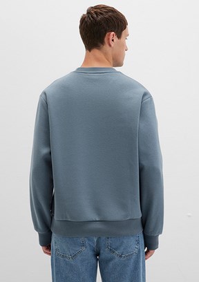 MAVİ - M0S10276-80889 Erkek Gri Bisiklet Yaka Sweatshirt