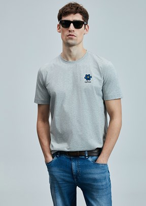 LUFİAN Gri Erkek Baskılı T-Shirt