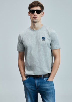 LUFİAN Gri Erkek Baskılı T-Shirt