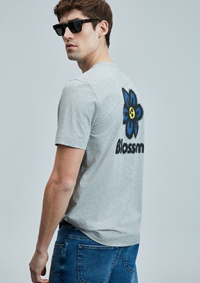 LUFİAN Gri Erkek Baskılı T-Shirt