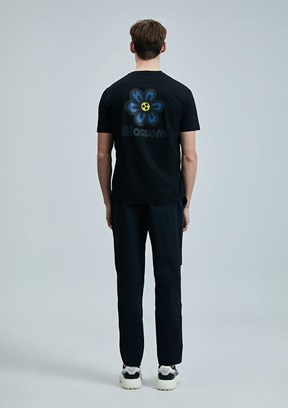 LUFİAN Siyah Erkek Baskılı T-Shirt