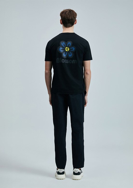 LUFİAN Siyah Erkek Baskılı T-Shirt