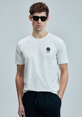 LUFİAN Beyaz Erkek Baskılı T-Shirt