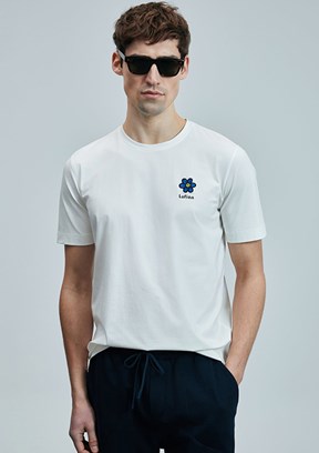 LUFİAN Beyaz Erkek Baskılı T-Shirt
