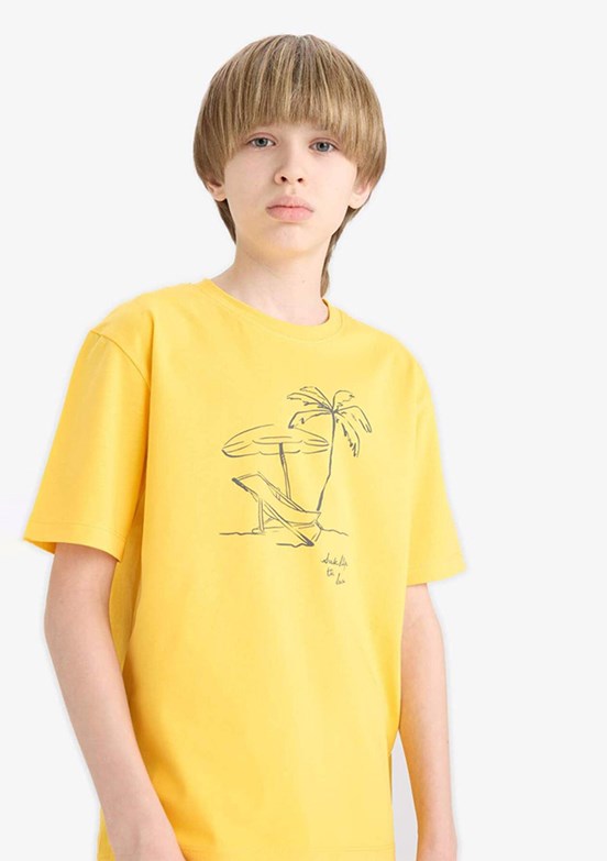 DEFACTO Sarı Erkek Çocuk Kısa Kol T-Shirt