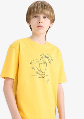 DEFACTO Sarı Erkek Çocuk Kısa Kol T-Shirt