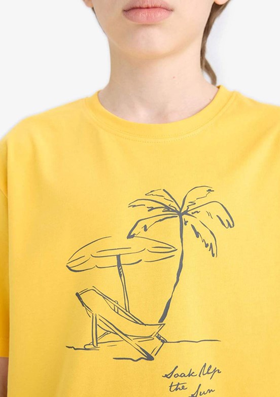 DEFACTO Sarı Erkek Çocuk Kısa Kol T-Shirt