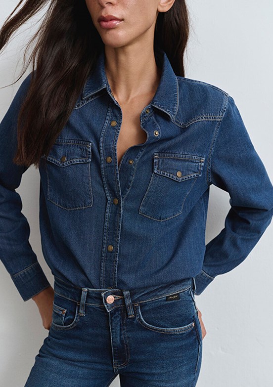 MAVİ ANGELA - M1210819-89252 Kadın Çok Renkli Denim Gömlek