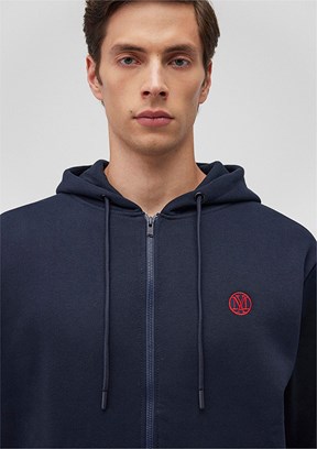 MAVİ - M066979-70490 Erkek Lacivert Fermuarlı Kapşonsuz Sweatshirt