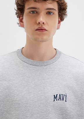 MAVİ Gri Erkek Bisiklet Yaka Sweatshirt