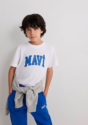 MAVİ Beyaz Erkek Çocuk Baskılı T-Shirt