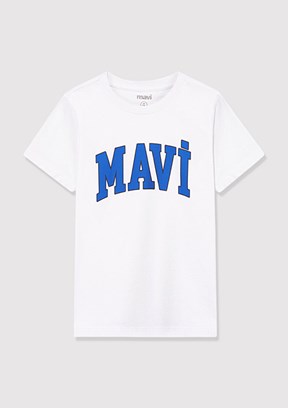 MAVİ Beyaz Erkek Çocuk Baskılı T-Shirt