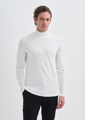 CAZADOR Beyaz Erkek Yarım Balıkçı Yaka Kazak