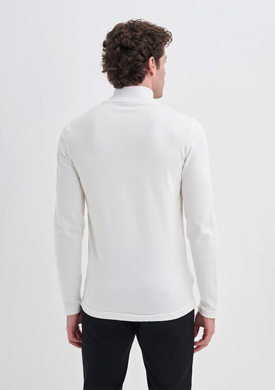 CAZADOR Beyaz Erkek Yarım Balıkçı Yaka Kazak