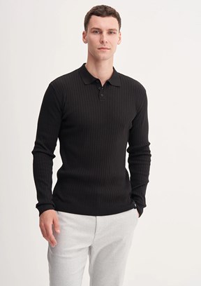 CAZADOR Siyah Erkek Polo Yaka Kazak