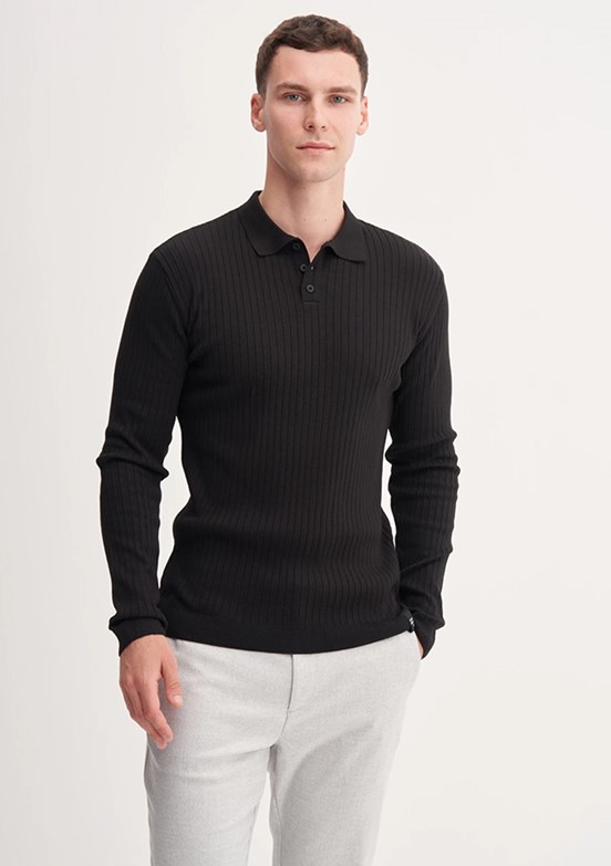 CAZADOR Siyah Erkek Polo Yaka Kazak