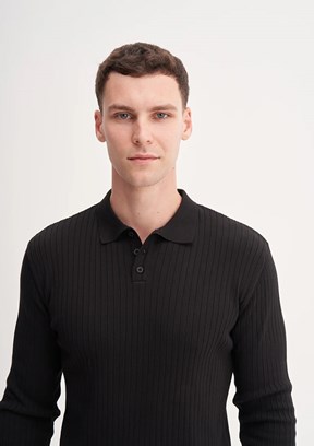 CAZADOR Siyah Erkek Polo Yaka Kazak