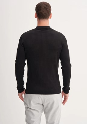 CAZADOR Siyah Erkek Polo Yaka Kazak