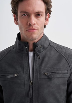 CAZADOR Gri Erkek PU Mont