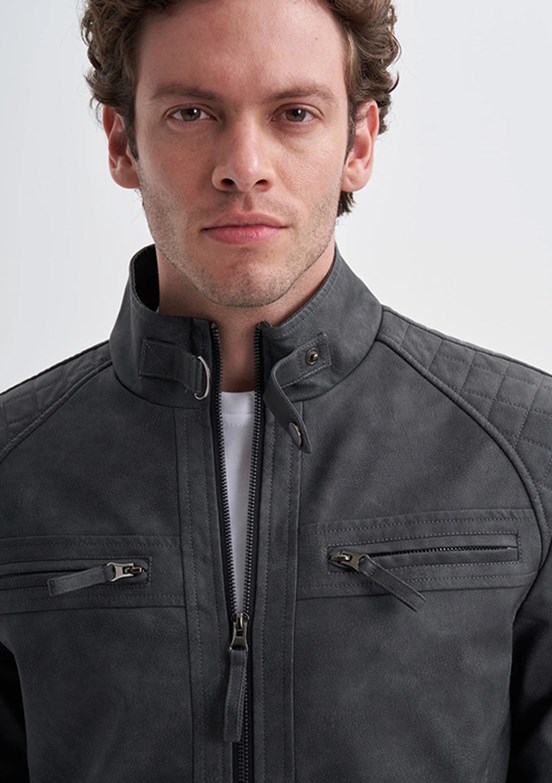 CAZADOR Gri Erkek PU Mont