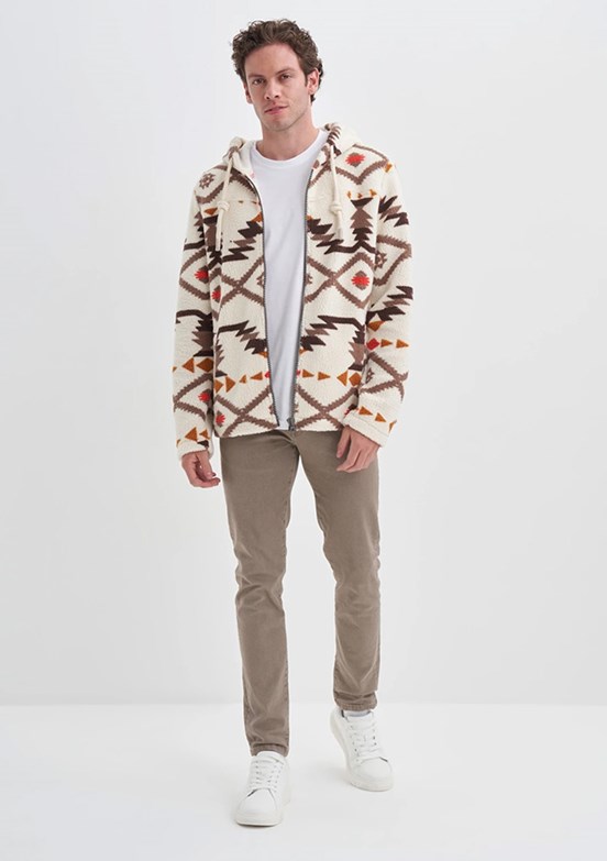 CAZADOR Caz 5094 Erkek Beyaz Kapüşonlu Sweatshirt