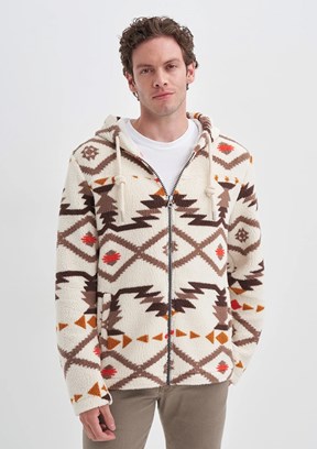 CAZADOR Caz 5094 Erkek Beyaz Kapüşonlu Sweatshirt