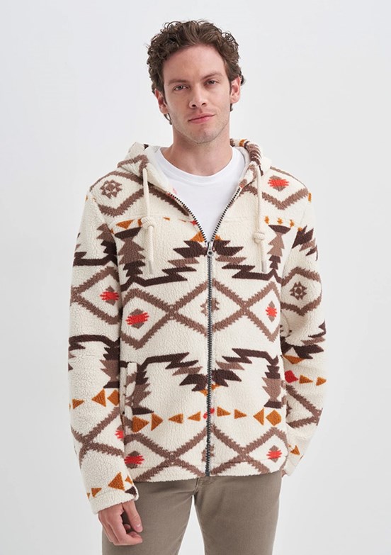 CAZADOR Caz 5094 Erkek Beyaz Kapüşonlu Sweatshirt