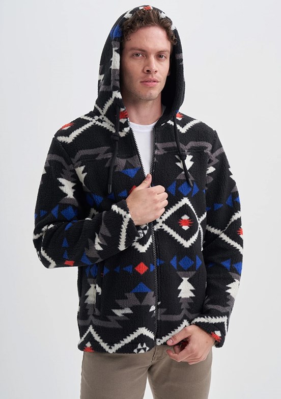 CAZADOR Caz 5094 Erkek Siyah Kapüşonlu Sweatshirt