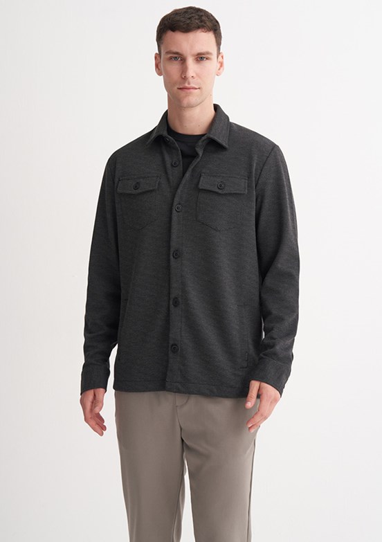 CAZADOR Caz 5349 Erkek Antrasit Polo Yaka Sweatshirt