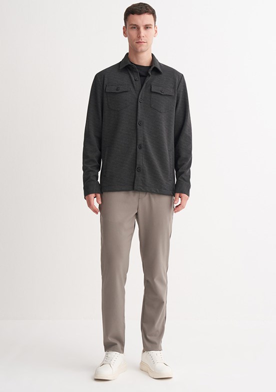 CAZADOR Caz 5349 Erkek Antrasit Polo Yaka Sweatshirt