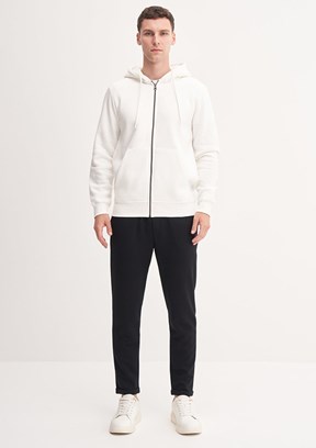 CAZADOR Caz 5617 Erkek Beyaz Kapüşonlu Sweatshirt