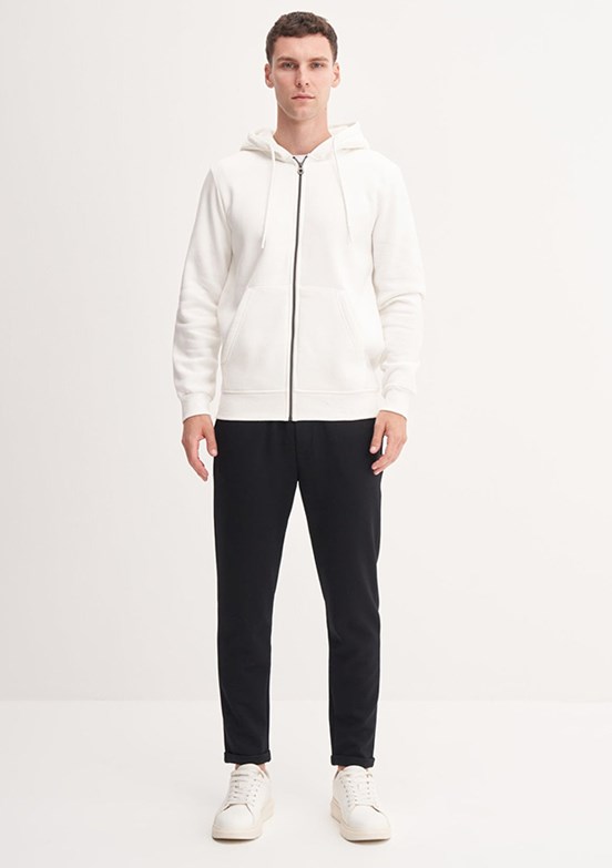 CAZADOR Caz 5617 Erkek Beyaz Kapüşonlu Sweatshirt