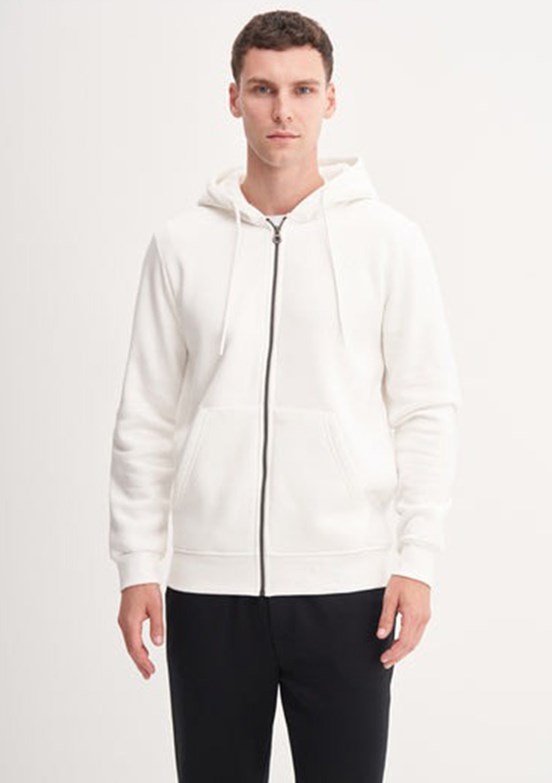CAZADOR Caz 5617 Erkek Beyaz Kapüşonlu Sweatshirt