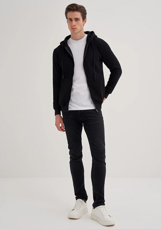 CAZADOR Siyah Erkek Kapüşonlu Sweatshirt