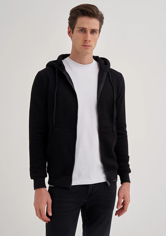 CAZADOR Siyah Erkek Kapüşonlu Sweatshirt