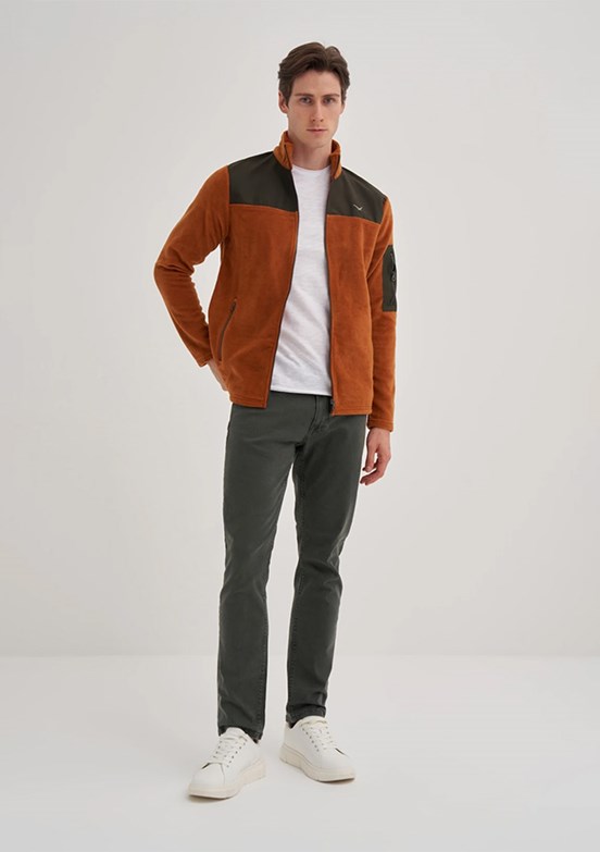CAZADOR Caz 5638 Erkek Kahverengi Dik Yaka Sweatshirt