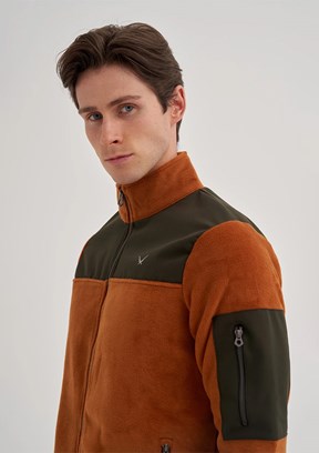 CAZADOR Caz 5638 Erkek Kahverengi Dik Yaka Sweatshirt