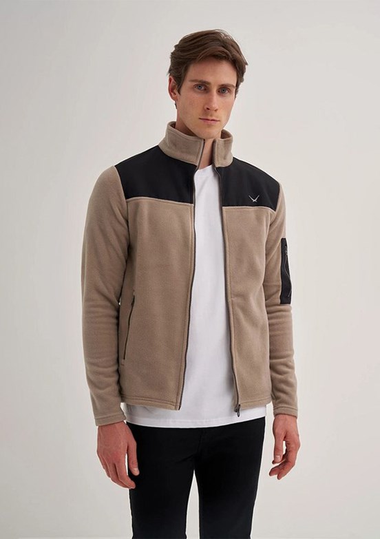 CAZADOR Caz 5638 Erkek Bej Dik Yaka Sweatshirt