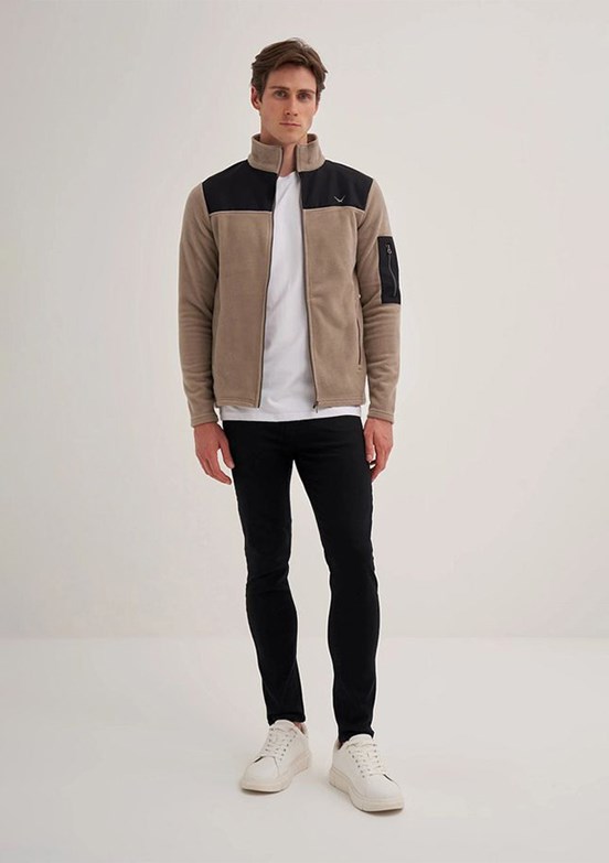 CAZADOR Caz 5638 Erkek Bej Dik Yaka Sweatshirt