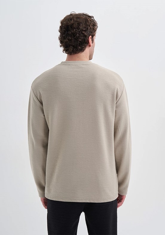 CAZADOR Caz 5069 Erkek Bej Bisiklet Yaka Sweatshirt