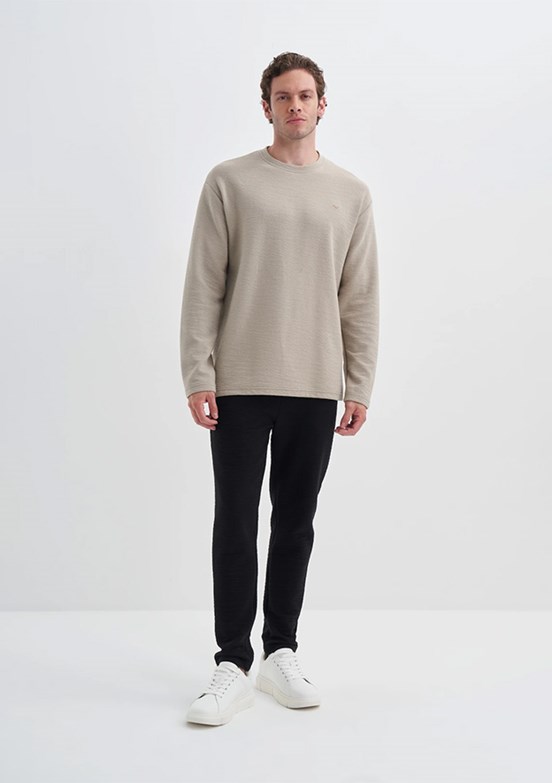 CAZADOR Caz 5069 Erkek Bej Bisiklet Yaka Sweatshirt