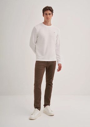 CAZADOR Beyaz Erkek Bisiklet Yaka Sweatshirt