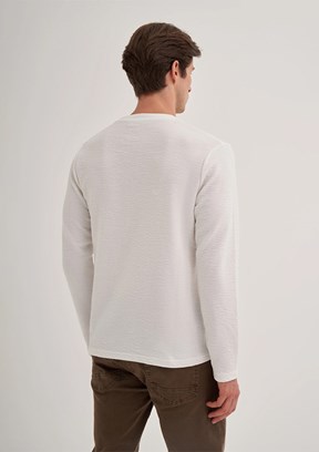 CAZADOR Beyaz Erkek Bisiklet Yaka Sweatshirt