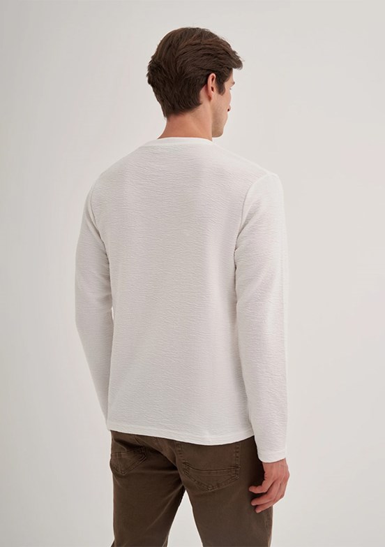 CAZADOR Beyaz Erkek Bisiklet Yaka Sweatshirt