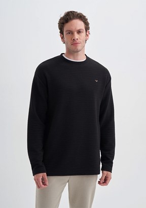 CAZADOR Siyah Erkek Bisiklet Yaka Sweatshirt