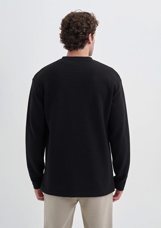 CAZADOR Siyah Erkek Bisiklet Yaka Sweatshirt