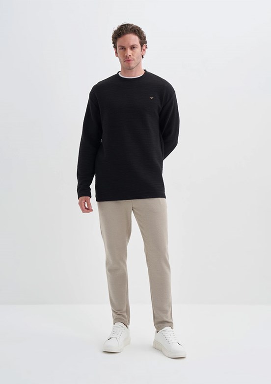 CAZADOR Siyah Erkek Bisiklet Yaka Sweatshirt