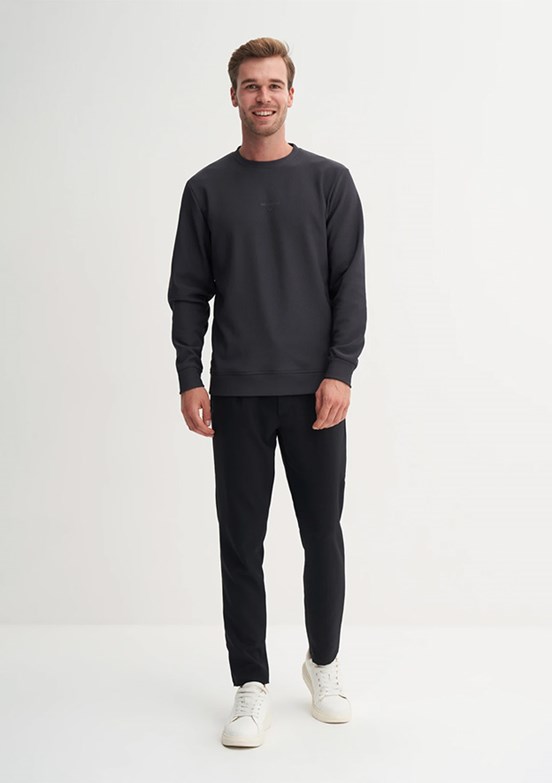 CAZADOR Caz 5152 Erkek Antrasit Bisiklet Yaka Sweatshirt
